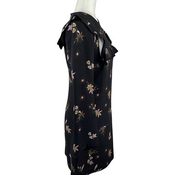 A.L.C. Annaleigh Silk Dark Floral Ruffled Yoke Dress - Picture 8 of 12